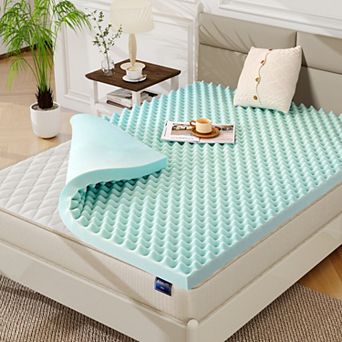 3" Gel Memory Foam Mattress Topper with Egg Crate Design for Pressure Relief