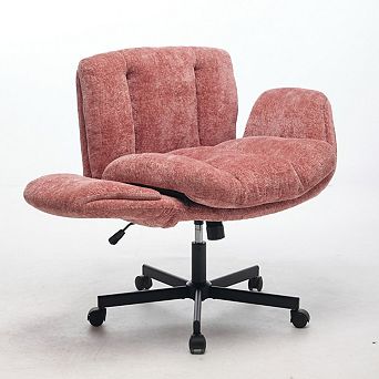 Eazegath Chenille Upholstered Swivel Adjustable Home Office Desk Chair with Convertible Armrests
