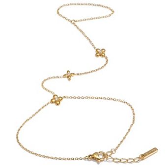 Jewels by Sunaina Demi Floral Chain Bracelet for Women, 18K Gold Plated Stainless Steel with Cubic