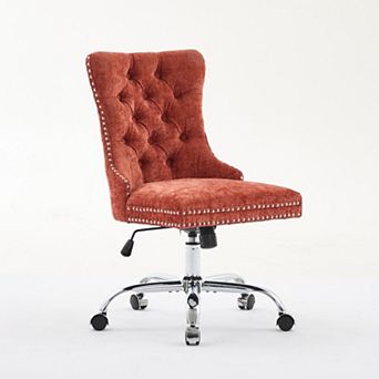 Heybly Chenille Tufted Home Office Chair with Swivel Chrome Base, Adjustable Desk Chair