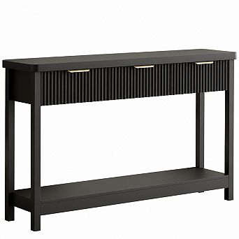 Gikpal 51"Fluted Console Table with Storage, Entryway Table Sofa Table with 3 Drawers and Open Shelf