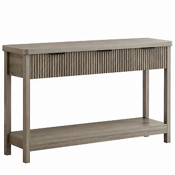 Gikpal 51"Fluted Console Table with Storage, Entryway Table Sofa Table with 3 Drawers and Open Shelf