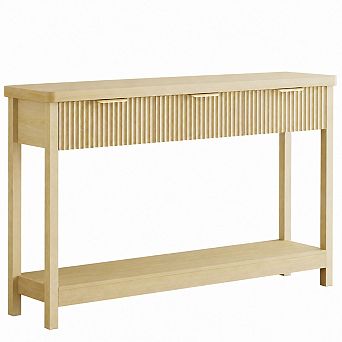 Gikpal 51"Fluted Console Table with Storage, Entryway Table Sofa Table with 3 Drawers and Open Shelf