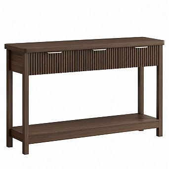 Gikpal 51"Fluted Console Table with Storage, Entryway Table Sofa Table with 3 Drawers and Open Shelf