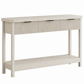 Gikpal 51"Fluted Console Table with Storage, Entryway Table Sofa Table with 3 Drawers and Open Shelf