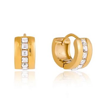 Jewels by Sunaina Lulu Mini Huggie Hoop Earrings for Women, 18K Gold Plated Stainless Steel