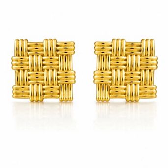 Jewels by Sunaina EVERLY Stud Earrings 18K Gold Plated Stainless Steel Woven Texture Design
