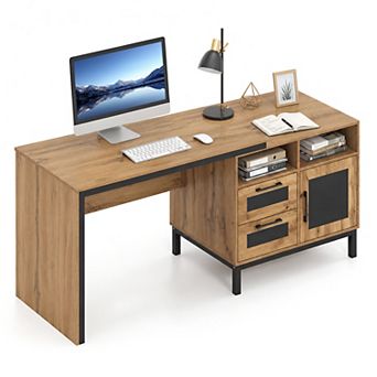 71" Computer Desk with Drawers & Cabinet, Modern Large Executive Desk, Wood Writing Desk