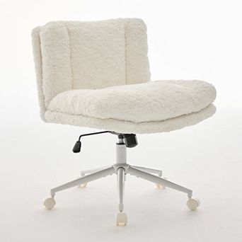 Eazegath Home Office Swivel Desk Chair Wide Seat Armless Vantiy Chair with Adjustable Metal Base