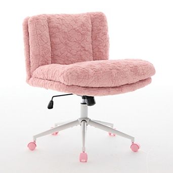 Eazegath Home Office Swivel Desk Chair Wide Seat Armless Vantiy Chair with Adjustable Metal Base