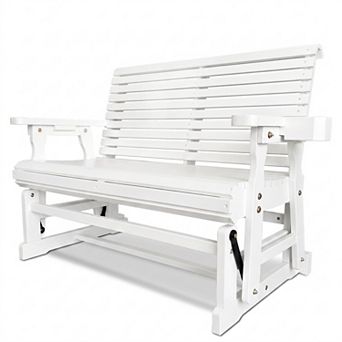 Patio Glider with Cup Holders, High Roll Back and Deep Contoured Seat