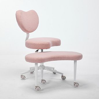 Eazegath Teddy Fabric Cross Legged Home Office Chair, Swivel Meditation Desk Chair with Wheels