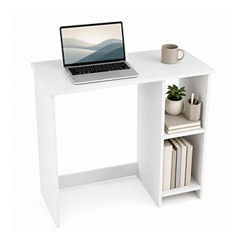31.5 " Modern Home Office Desk with 2 Compartments, Wood Computer desk for Small Space