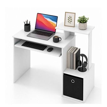 39.5" Computer Desk with Pull-out Keyboard Tray, Home Office Desk with Open Shelf for Apartments