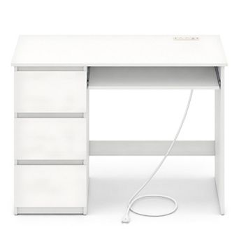 42 in Computer Desk with 3 Drawers & USB Power Outlets, Wood Home Office Desk