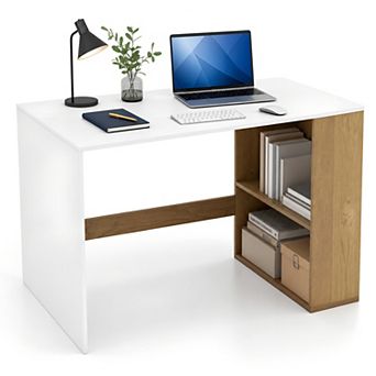 44" Computer Desk with Bookshelf, Modern Home Office Desk for Small Space
