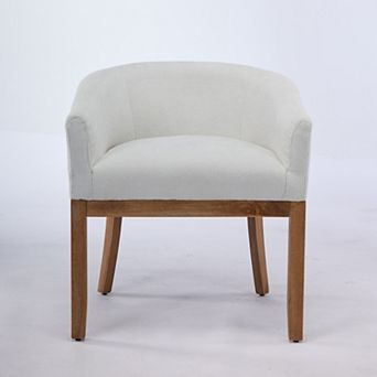 24.8" Mid-Century Modern Upholstered Dining Chair with Arms, Linen Kitchen Chair