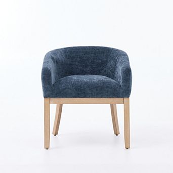 24.8" Mid-Century Modern Upholstered Dining Chair with Arms, Linen Kitchen Chair