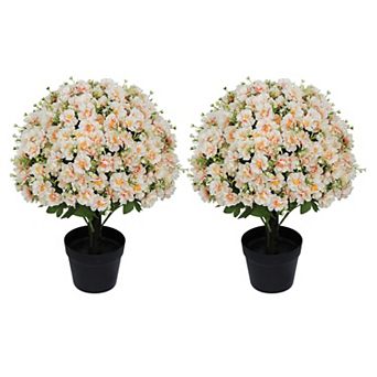TOEMOA UV-Resistant Artificial Snow Lotus Potted Plant - Two Piece Set for Home Decor
