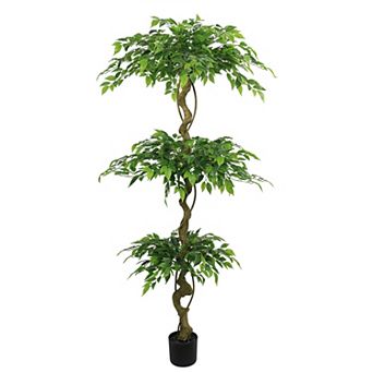 TOEMOA 6FT Tall Artificial Ficus Tree in Planter for Home and Office Décor