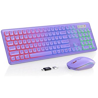 Wireless Keyboard and Mouse Combo - RGB Backlit, 2.4GHz Quiet Keyboard Set for Computer, PC, Laptop
