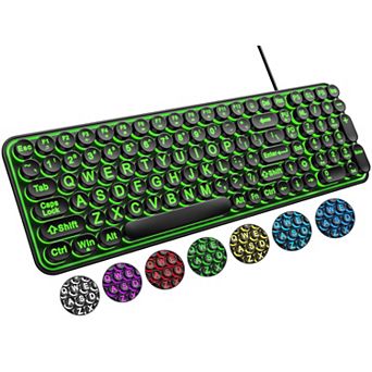 Large Print Backlit Keyboard, Wired USB Lighted Keyboard with 7-Color Backlit for Windows PC, Laptop