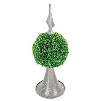 TOEMOA Artificial Boxwood Topiary Sphere on Modern Metal Spire for Home Decor