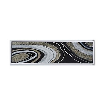 TOEMOA Elongated Rectangle Framed Landscape Oil Painting Textured Wall Art for Home and Office Decor