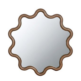 TOEMOA Decorative Wooden Accent Wall Mirror with Unique Wave Frame Design