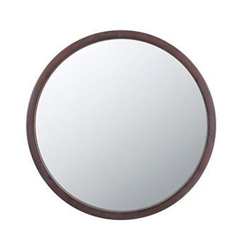 TOEMOA Modern Circular Wall Mirror with Wood Frame for Living Room and Dining Room