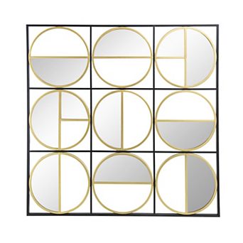 TOEMOA Contemporary Black Metal Beaded Wall Mirror for Modern Home Decor
