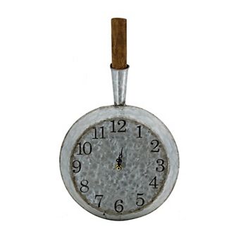 TOEMOA Rustic Galvanized Iron Wood Decorative Wall Clock for Living Room Home