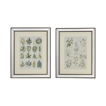 TOEMOA Set of 2 Framed Floral Botanical Wall Art with Reflective Borders and Vibrant Prints