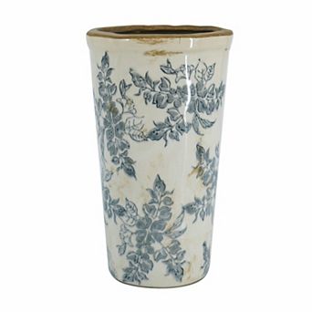 TOEMOA Wide Mouth Cylindrical Ceramic Flower Vase for Home Decor