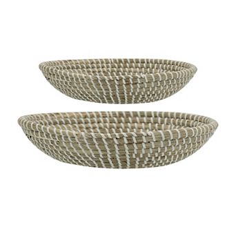 TOEMOA Set of 2 Woven Seagrass Decorative Bowls