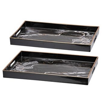 TOEMOA Set of 2 Decorative Rectangular Serving Trays