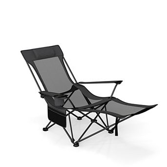 Costway Camping Lounge Chair with Detachable Footrest & 4-Position Backrest Carrying Bag