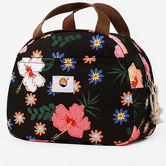 Cute Floral Corduroy Insulated Lunch Bag Portable Reusable Lunch Tote for Women Girls School Picnic