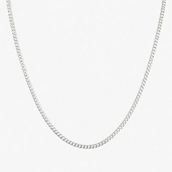 PORI JEWELERY 925 Sterling Silver Flat Cuban Chain Necklace 3mm 16-24 Inches