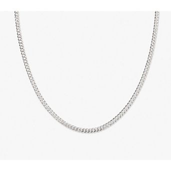 PORI JEWELERY 925 Sterling Silver Flat Cuban Chain Necklace 4.5mm 16-24 Inches