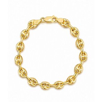 PORI JEWELERY 925 Sterling Silver Puffed Mariner Chain Bracelet 7mm 7, 7.5, 8 in