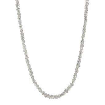 PORI JEWELERY 925 Sterling Silver Twisted Rock Chain Necklace 2mm 16-24 Inches