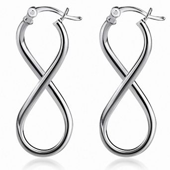 PORI JEWELERY 925 Sterling Silver Eternity Hoop Earrings 3mmX60mm