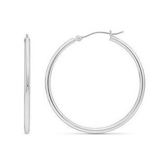 PORI JEWELERY 925 Sterling Silver Plain Hoop Earrings 2mmX40mm