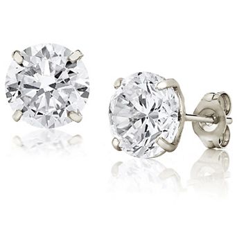 PORI JEWELRY 14K Gold 3MM-8MM Round Basket Setting CZ Stud Earrings - 3 Color Available