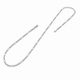 PORI JEWELERY 925 Sterling Silver Flat Figaro Chain Necklace 3.5mm 16-24 Inches