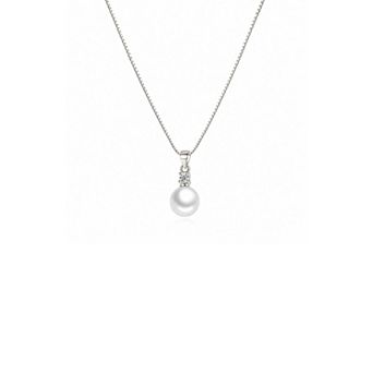 Gold-Plated Cubic Zirconia Faux Pearl Pendant Necklace