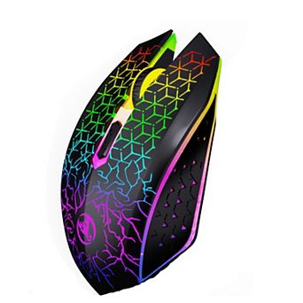 2.4G & Bluetooth 5.2 Rechargeable Wireless Gaming Mouse,6 Silent Buttons,7 Color Crack Light