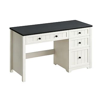 Vabches Farmhouse Desk 4 Drawers, Wood Computer Desk Storage, Rustic Writing Table