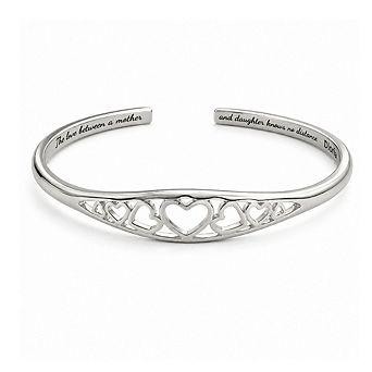 Engraved Mother Daughter Heart Cuff Bracelet